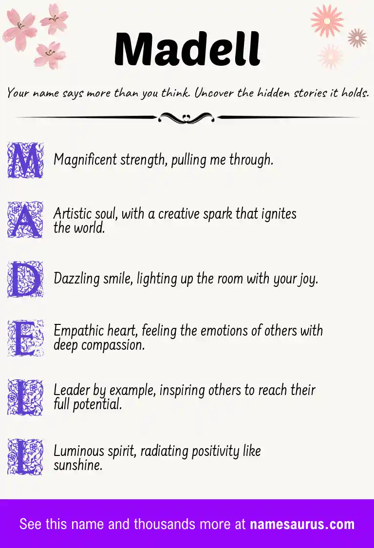 Acrostic poem about Madell.