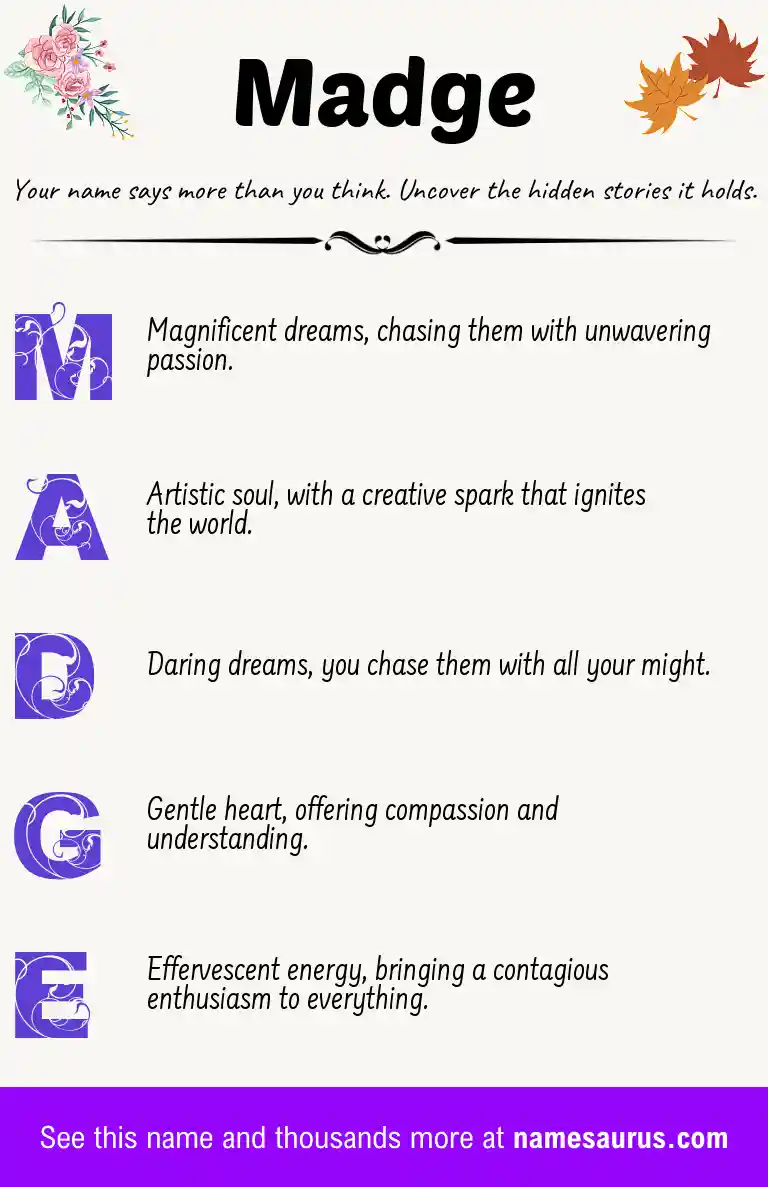 Acrostic poem about Madge.