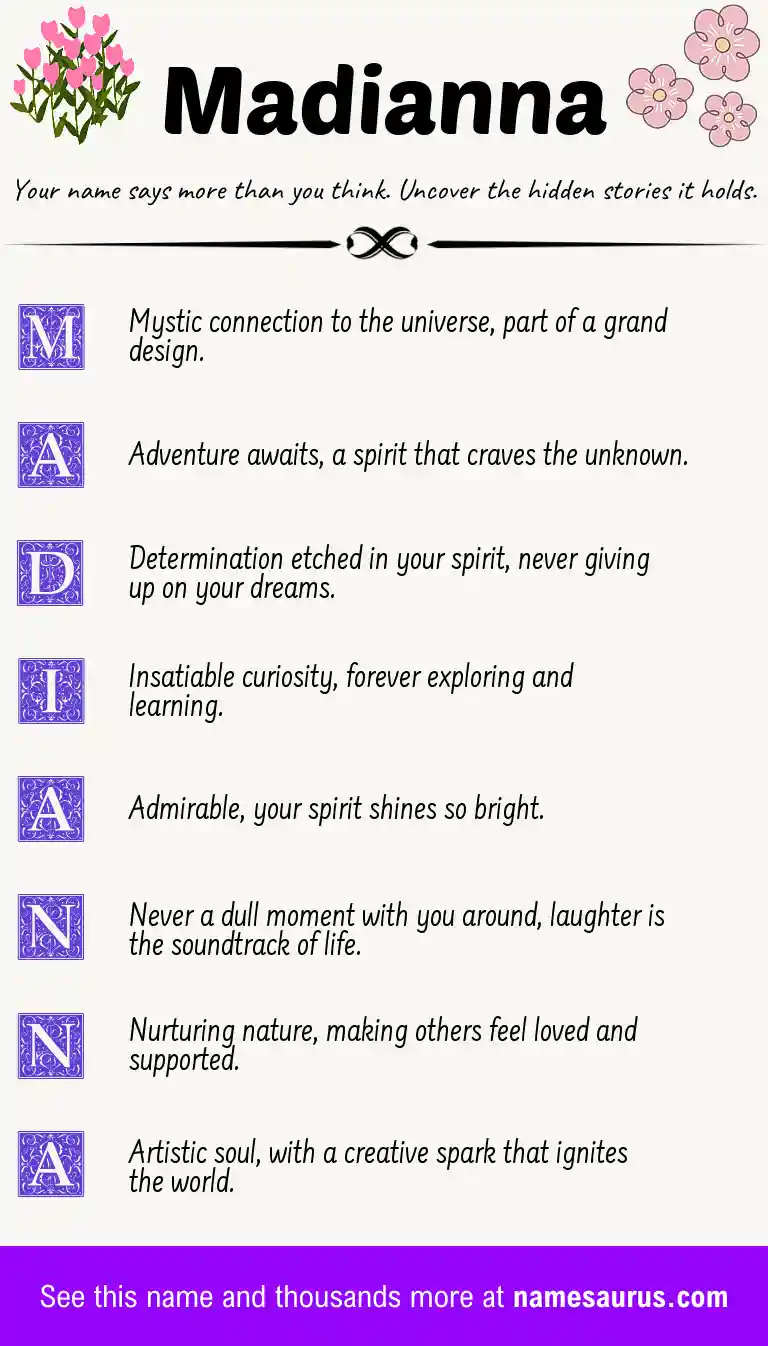 Acrostic poem about Madianna.