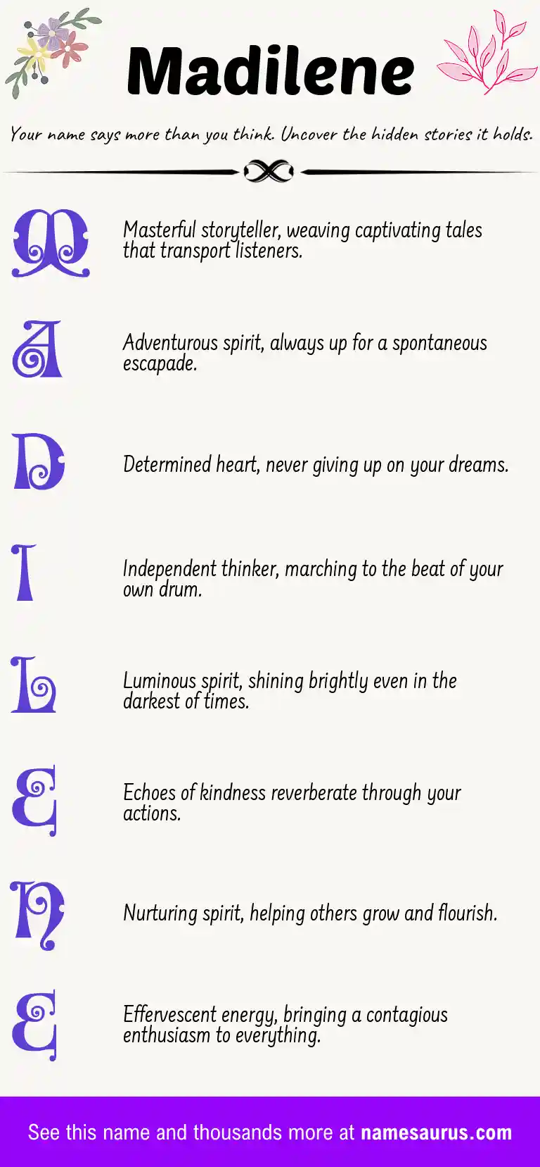 Acrostic poem about Madilene.