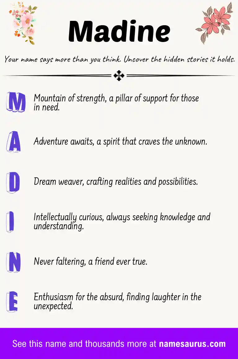 Acrostic poem about Madine.
