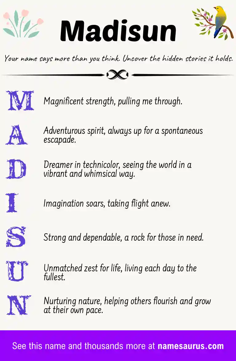 Acrostic poem about Madisun.