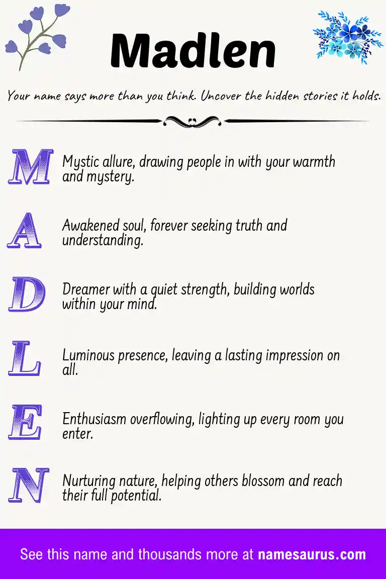 Acrostic poem about Madlen.