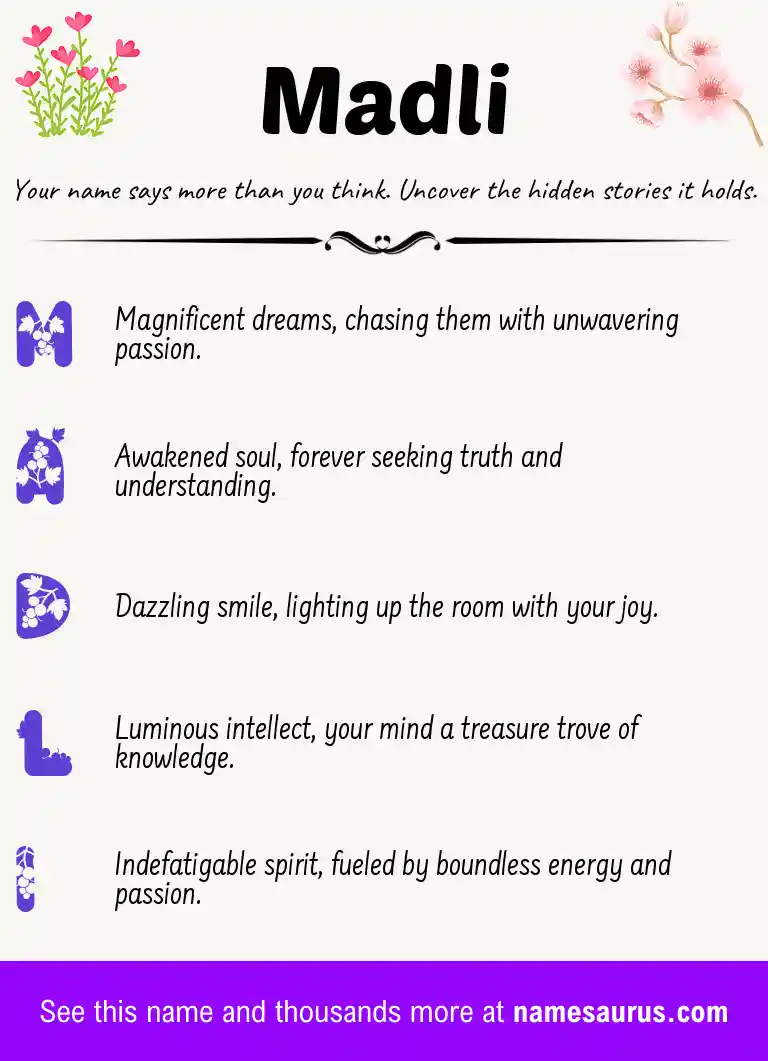 Acrostic poem about Madli.