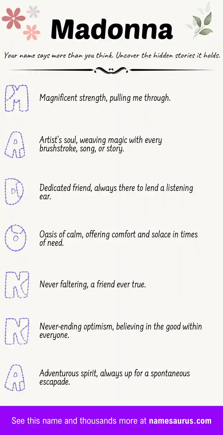 Acrostic poem about Madonna.