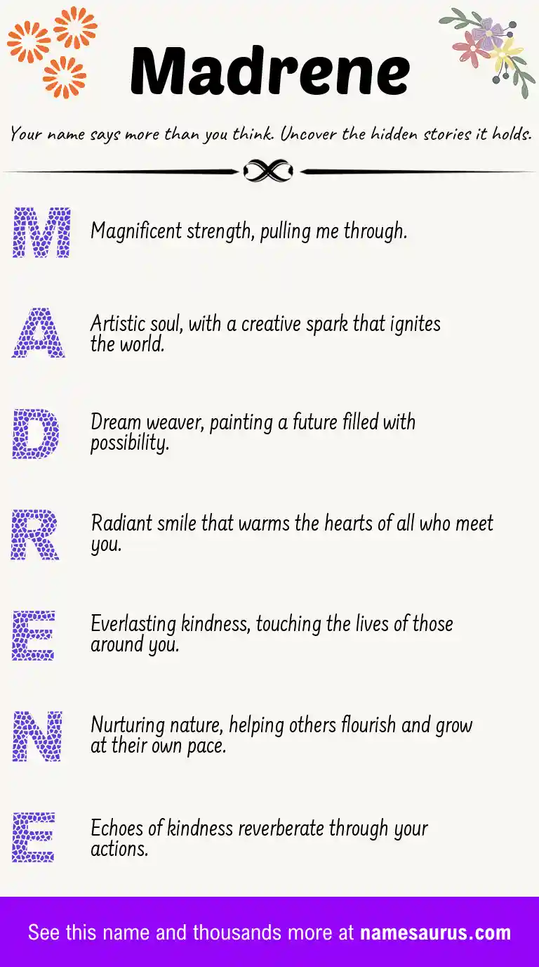 Acrostic poem about Madrene.