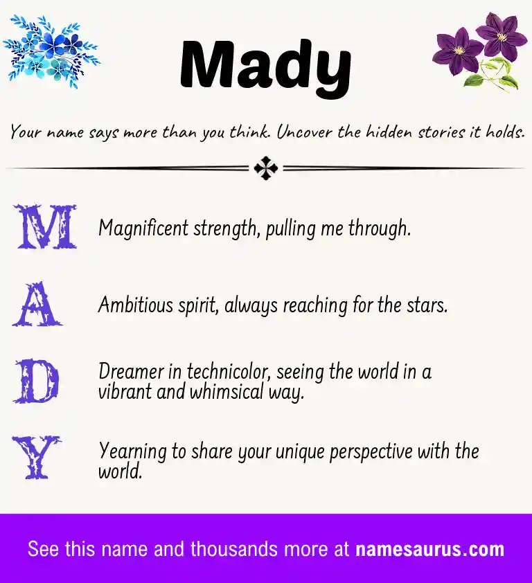 Acrostic poem about Mady.