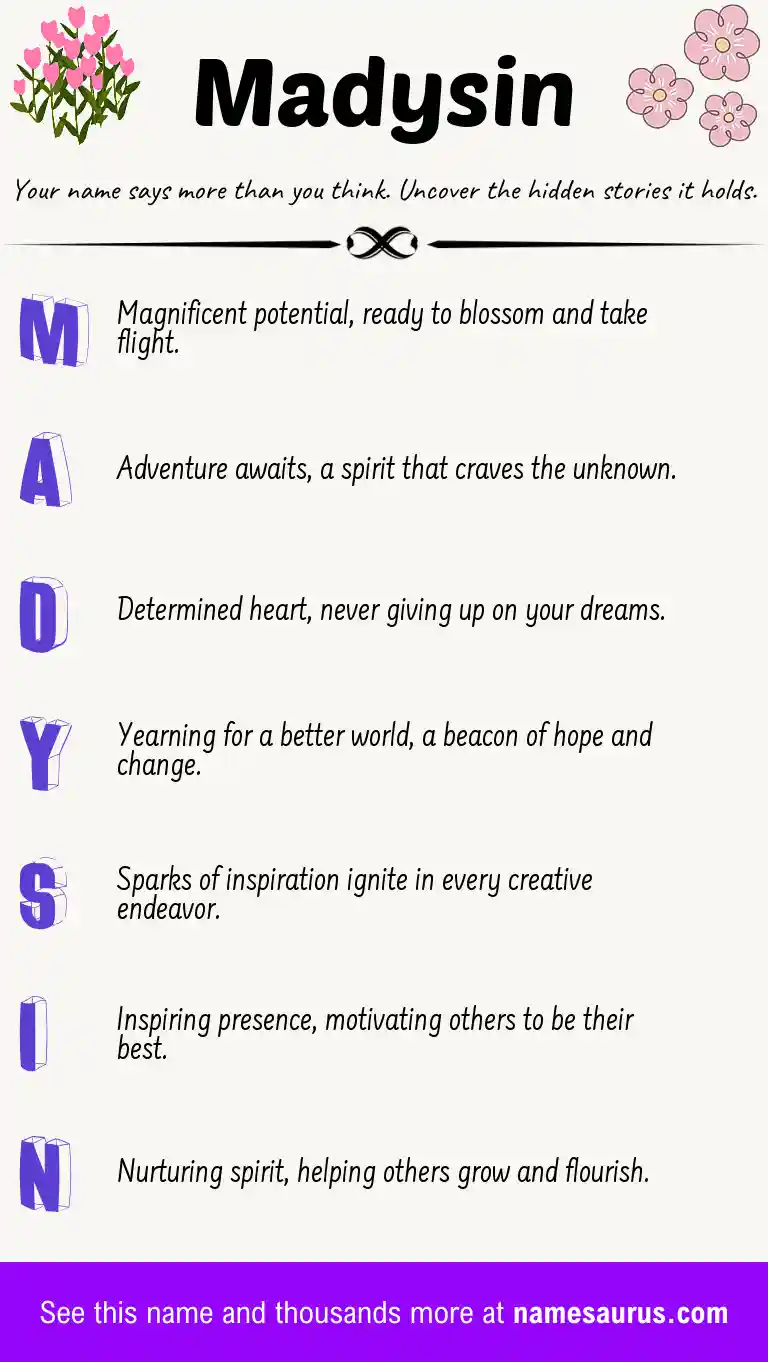 Acrostic poem about Madysin.