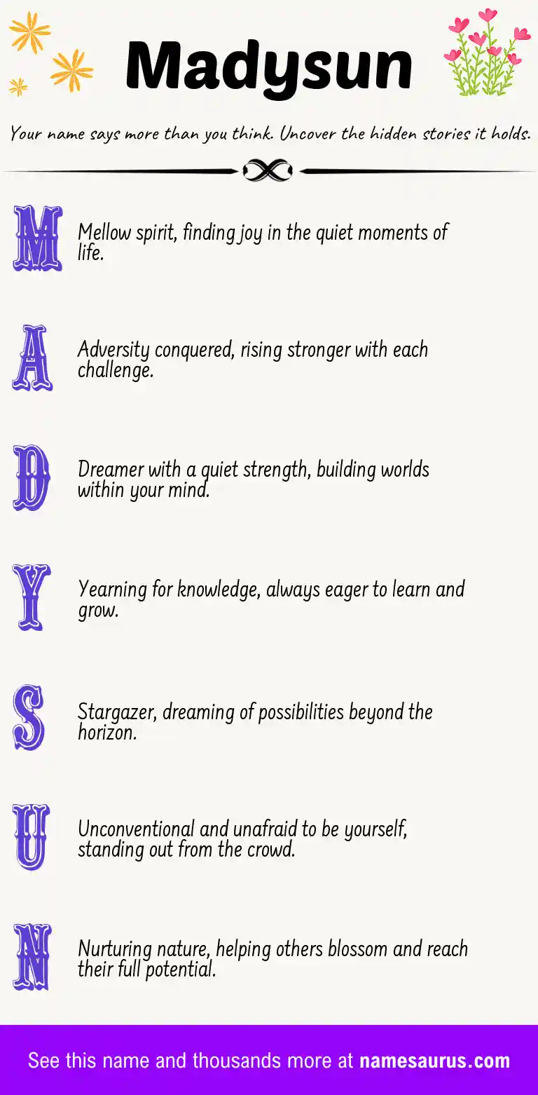 Acrostic poem about Madysun.