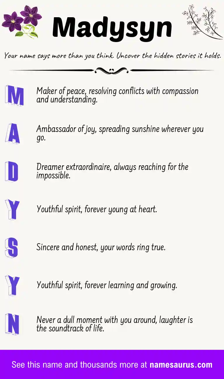 Acrostic poem about Madysyn.