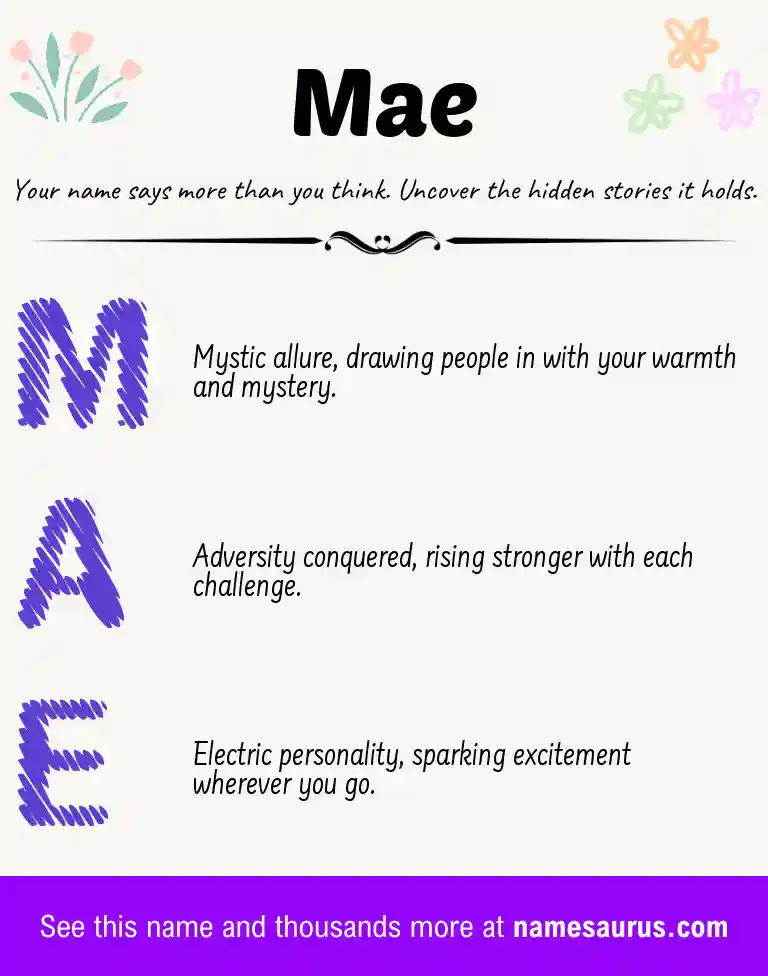 Acrostic poem about Mae.