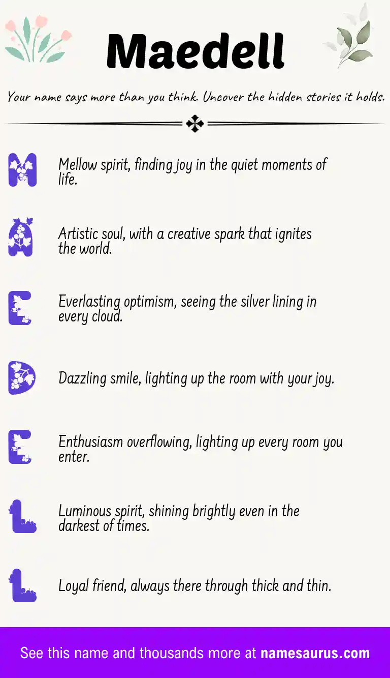 Acrostic poem about Maedell.
