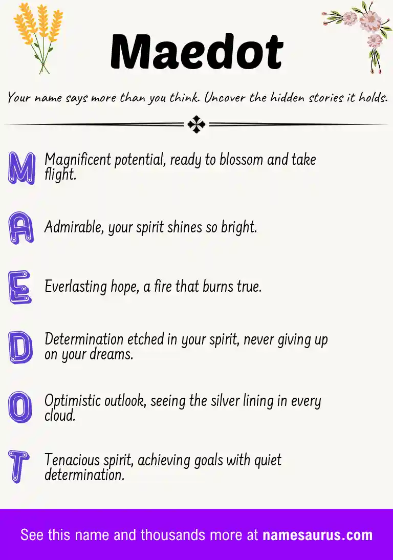 Acrostic poem about Maedot.