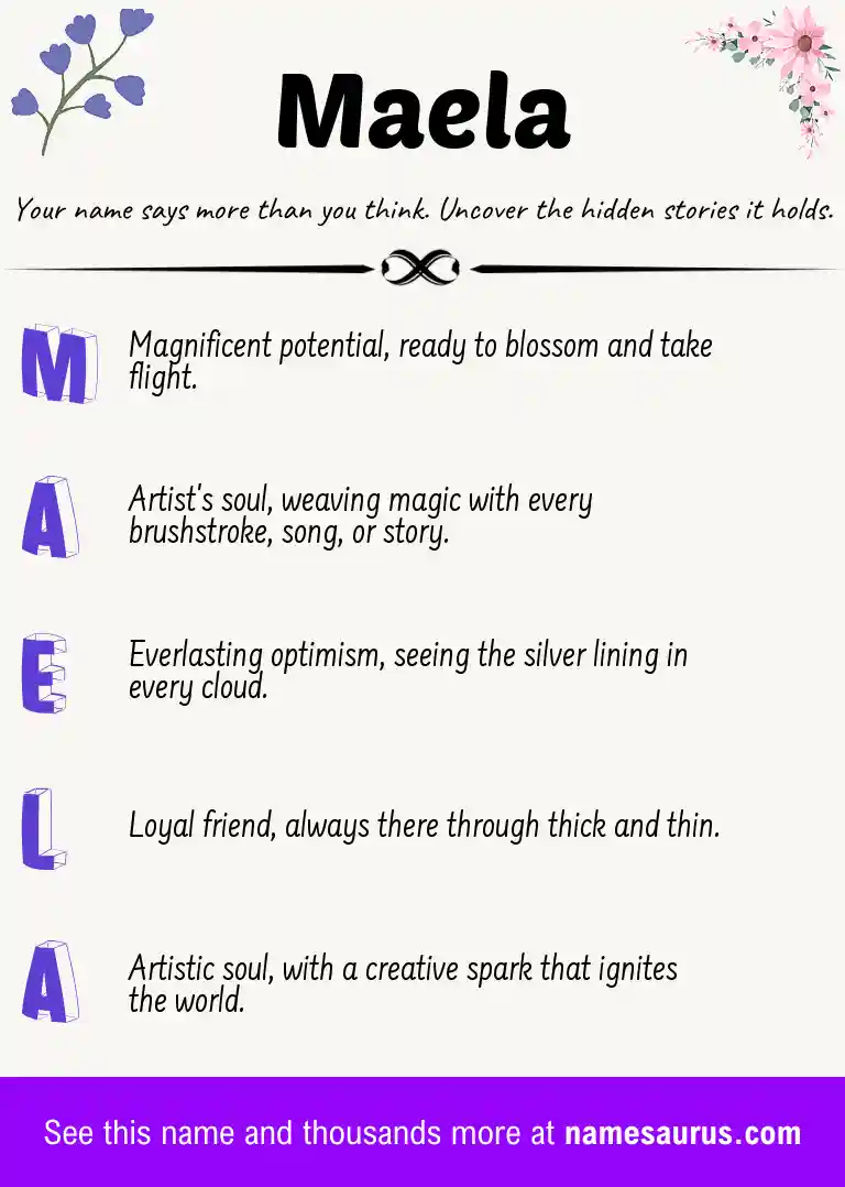 Acrostic poem about Maela.