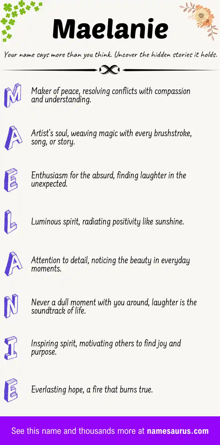 Acrostic poem about Maelanie.