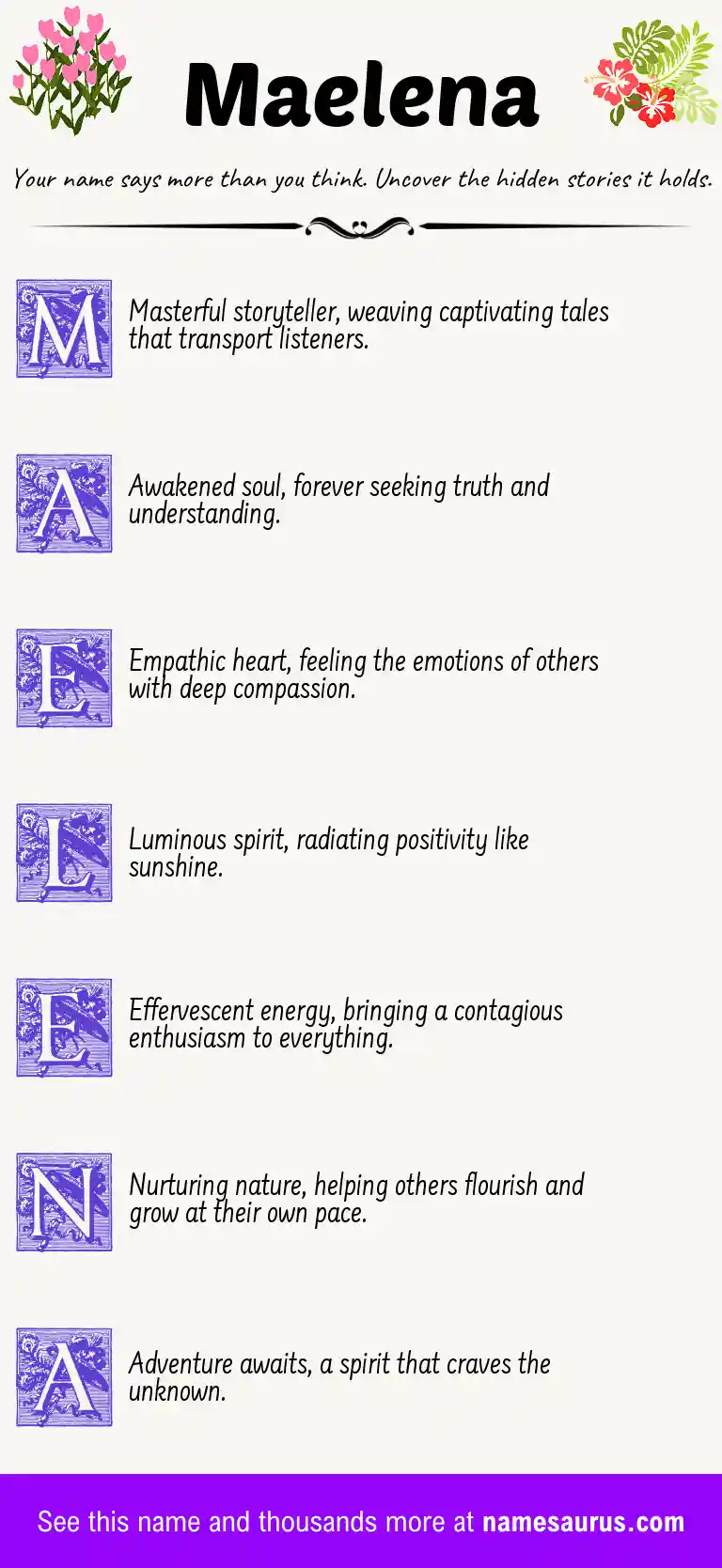 Acrostic poem about Maelena.