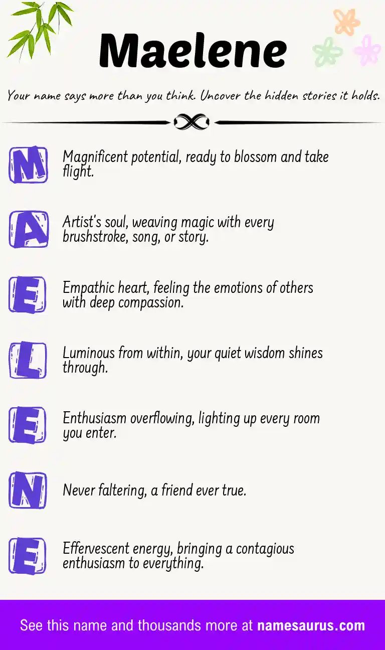 Acrostic poem about Maelene.