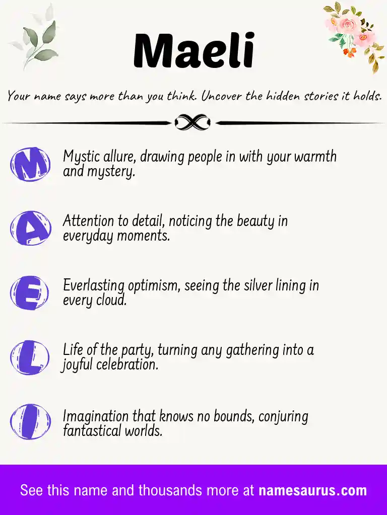 Acrostic poem about Maeli.