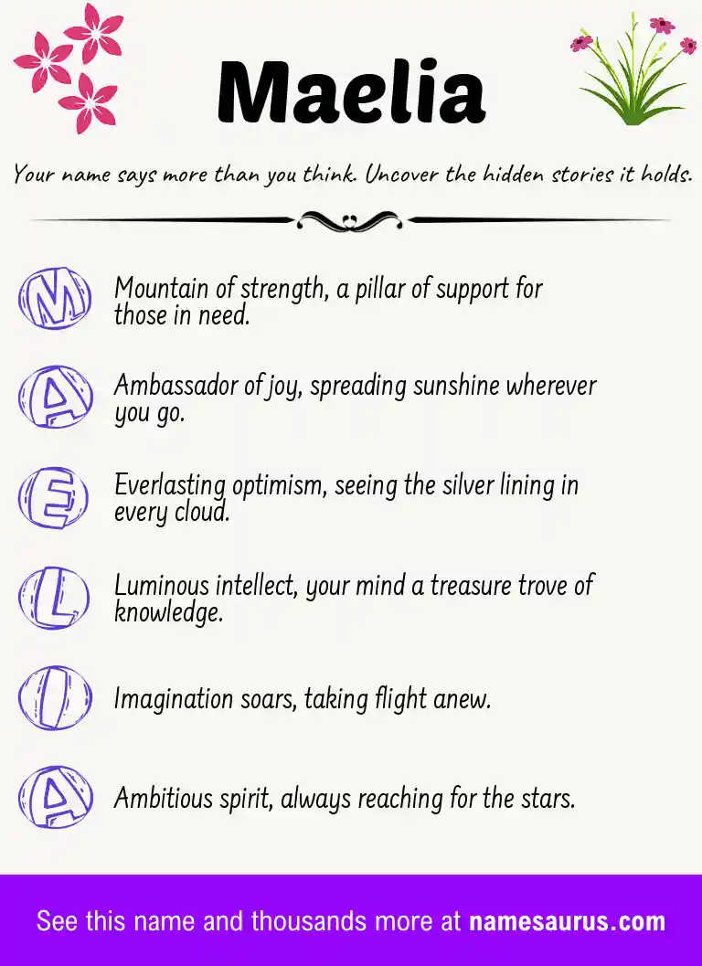 Acrostic poem about Maelia.