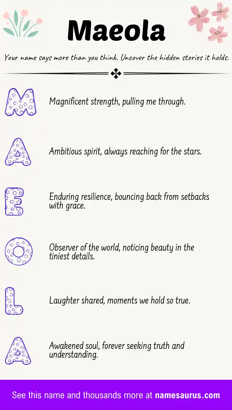 Acrostic poem about Maeola.