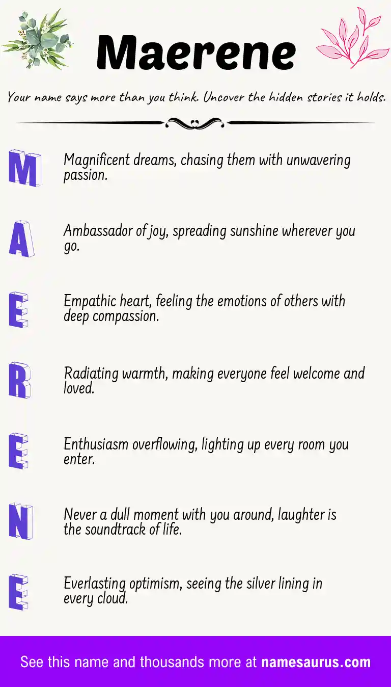 Acrostic poem about Maerene.