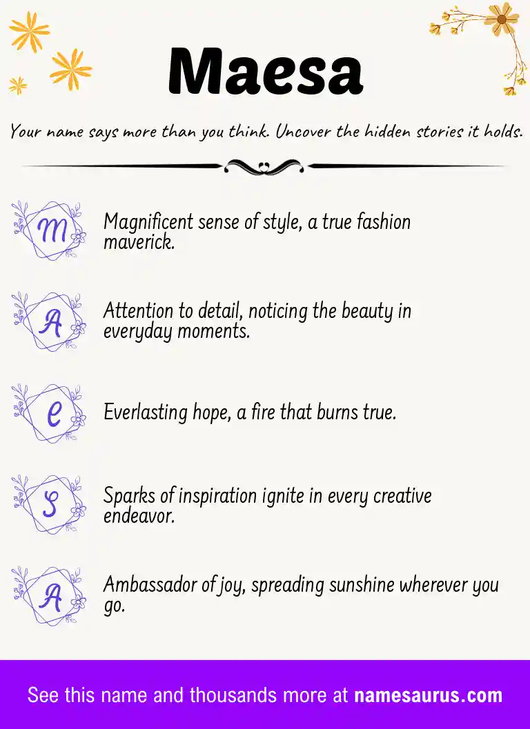 Acrostic poem about Maesa.