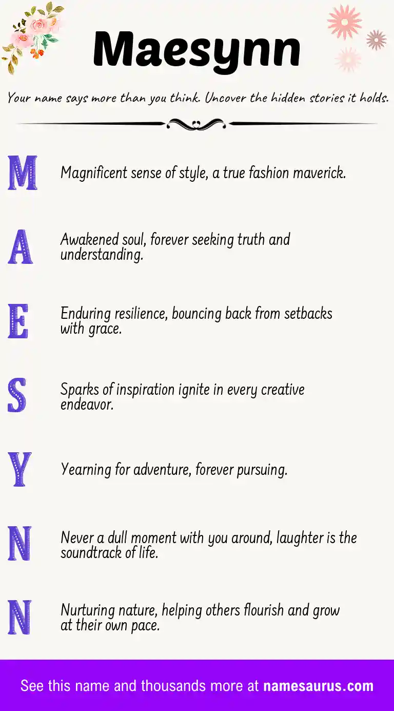 Acrostic poem about Maesynn.