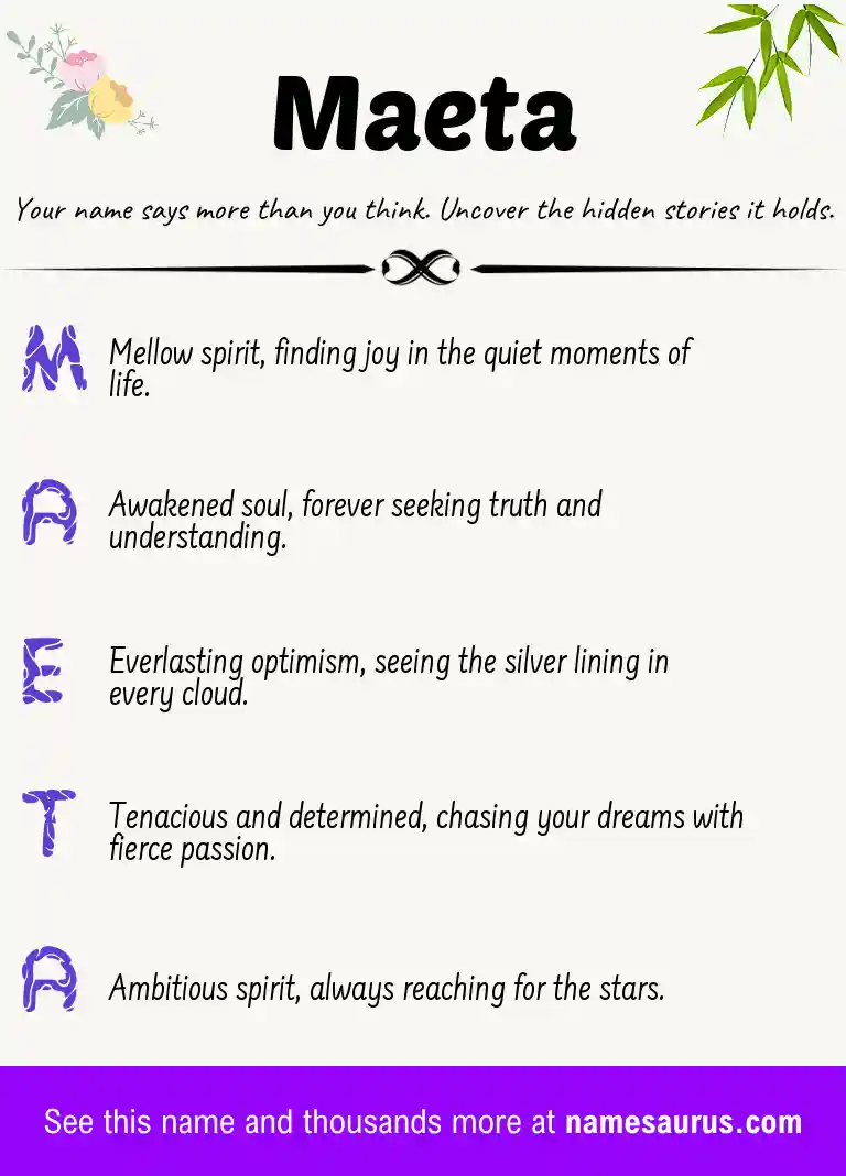 Acrostic poem about Maeta.