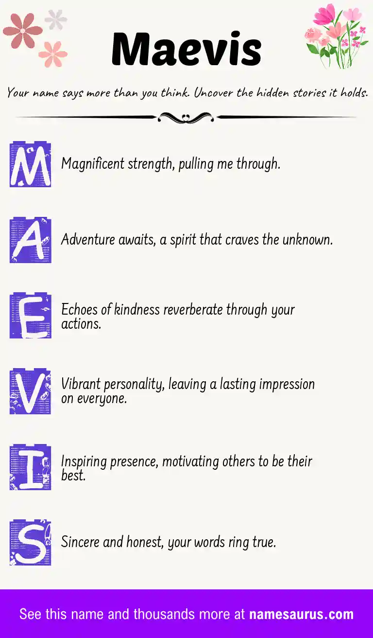 Acrostic poem about Maevis.