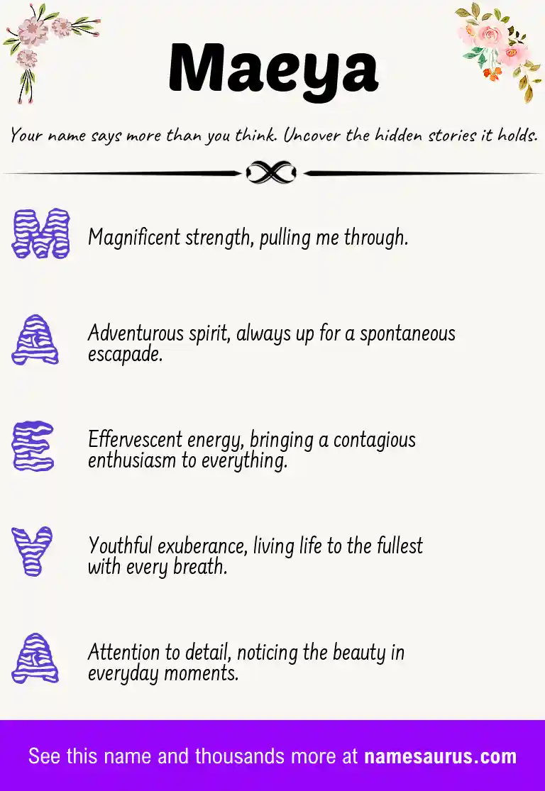Acrostic poem about Maeya.