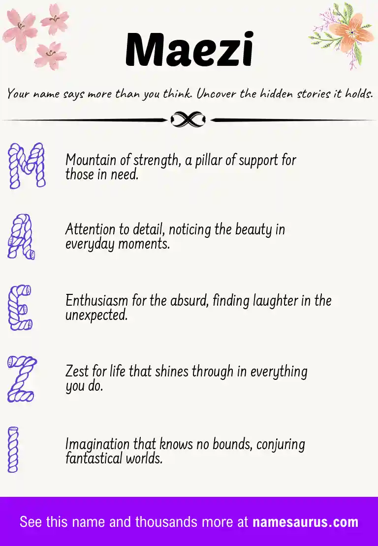Acrostic poem about Maezi.