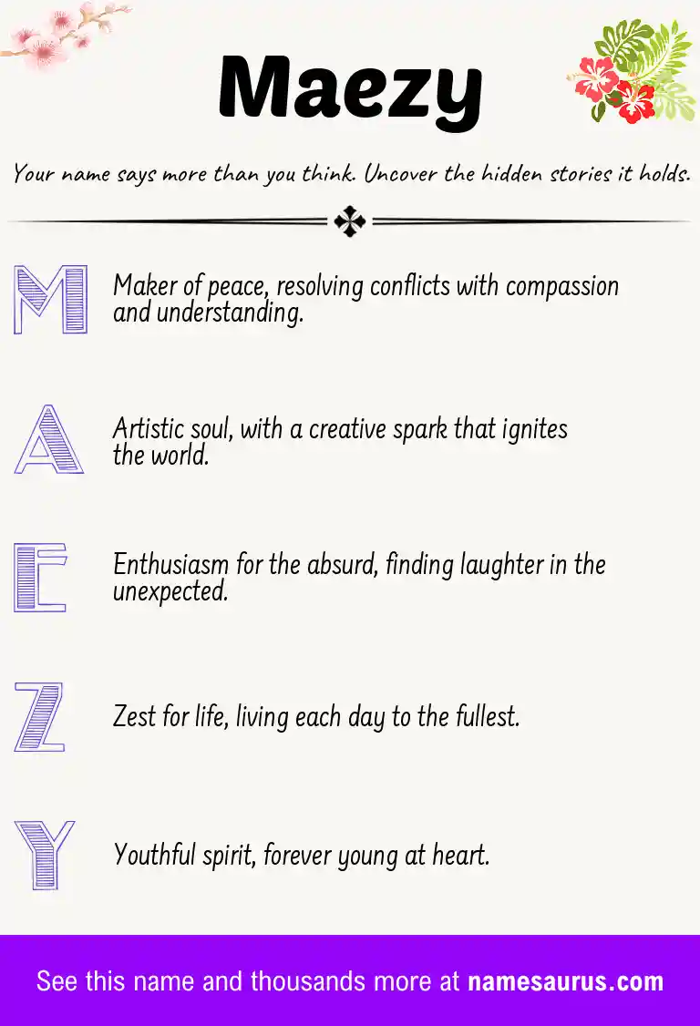 Acrostic poem about Maezy.