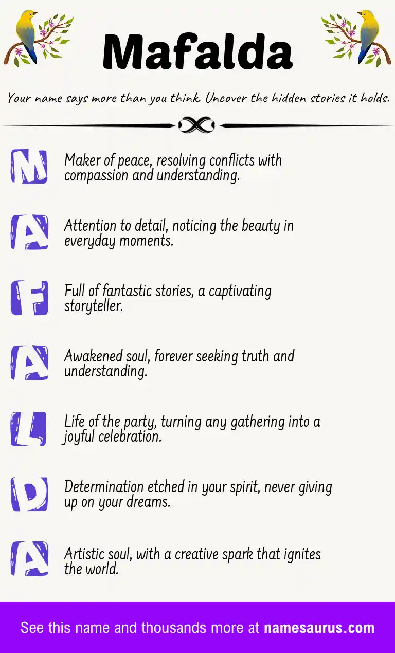 Acrostic poem about Mafalda.