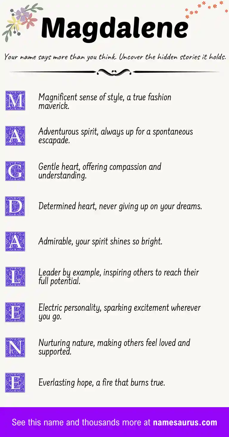 Acrostic poem about Magdalene.