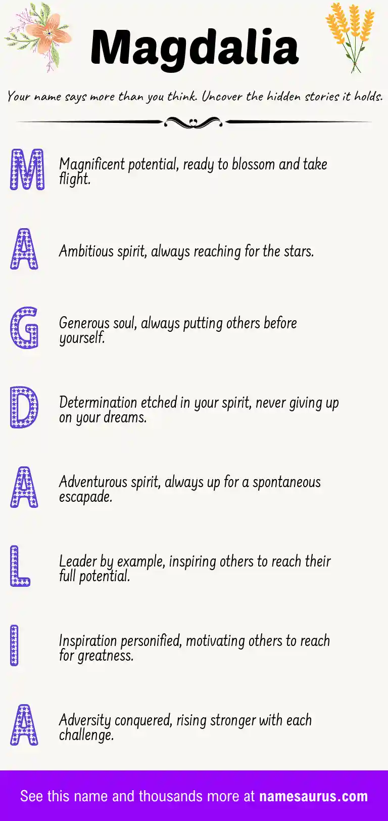 Acrostic poem about Magdalia.