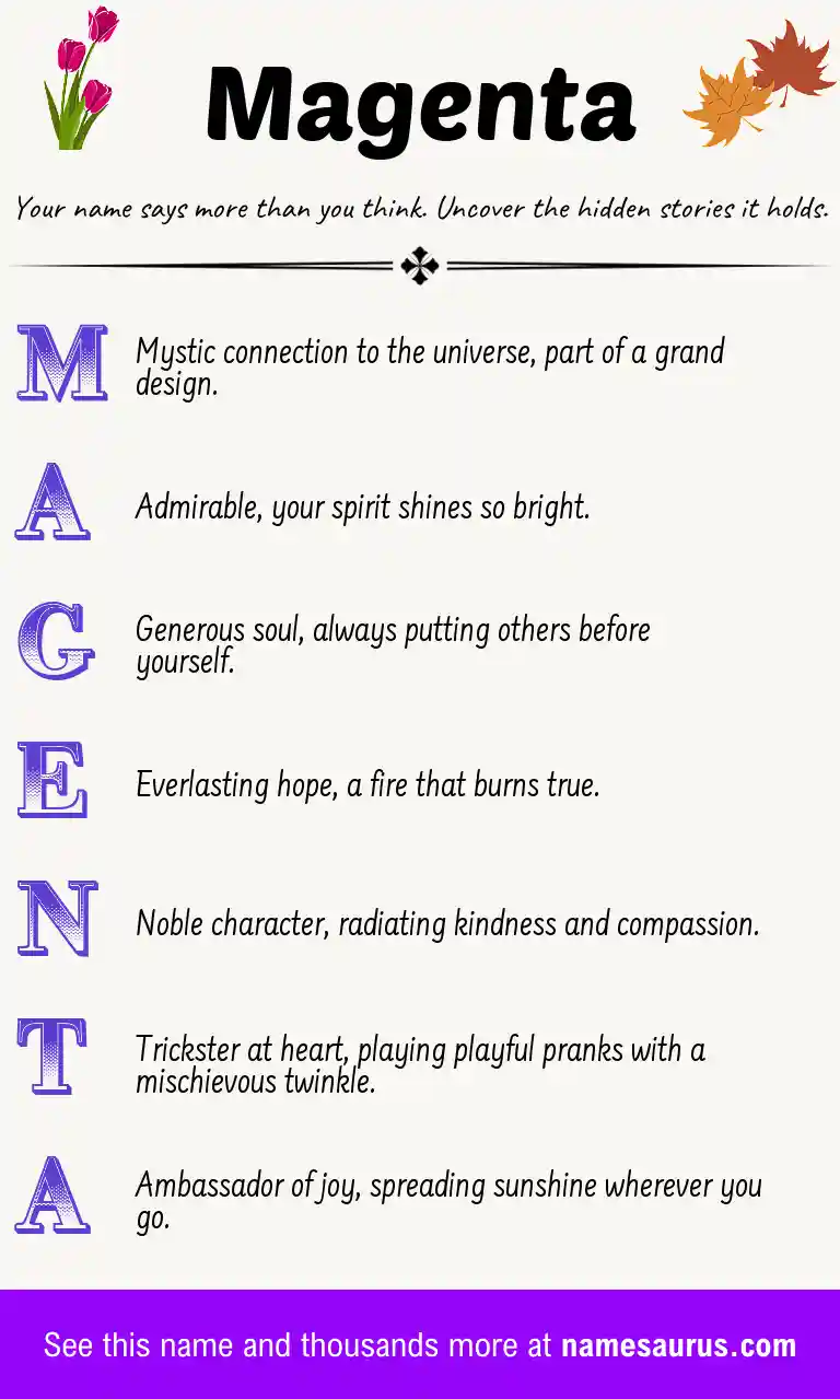 Acrostic poem about Magenta.