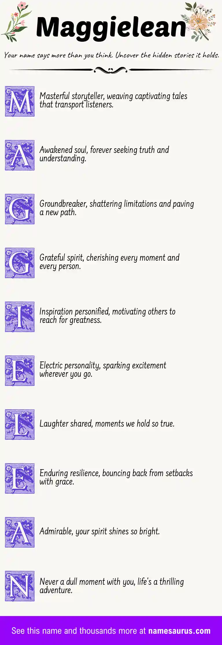 Acrostic poem about Maggielean.