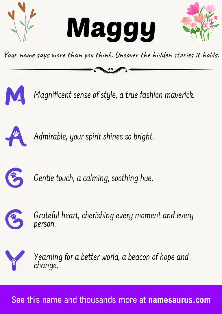 Acrostic poem about Maggy.