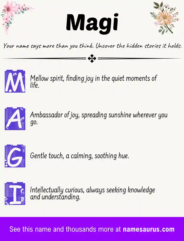 Acrostic poem about Magi.