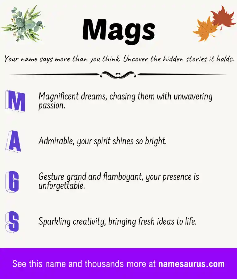 Acrostic poem about Mags.