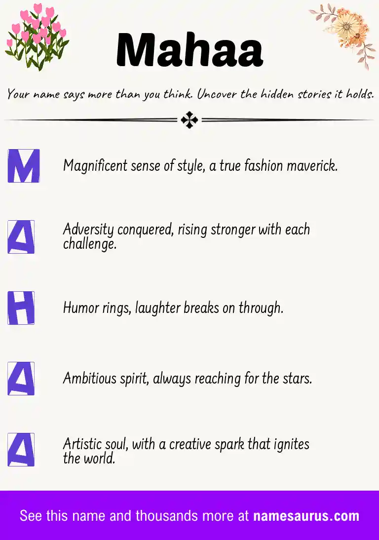 Acrostic poem about Mahaa.