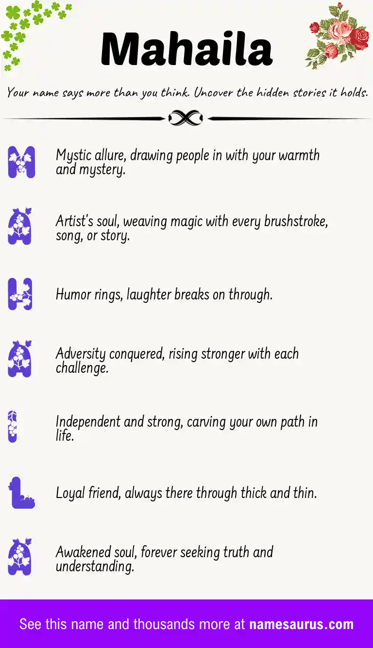 Acrostic poem about Mahaila.