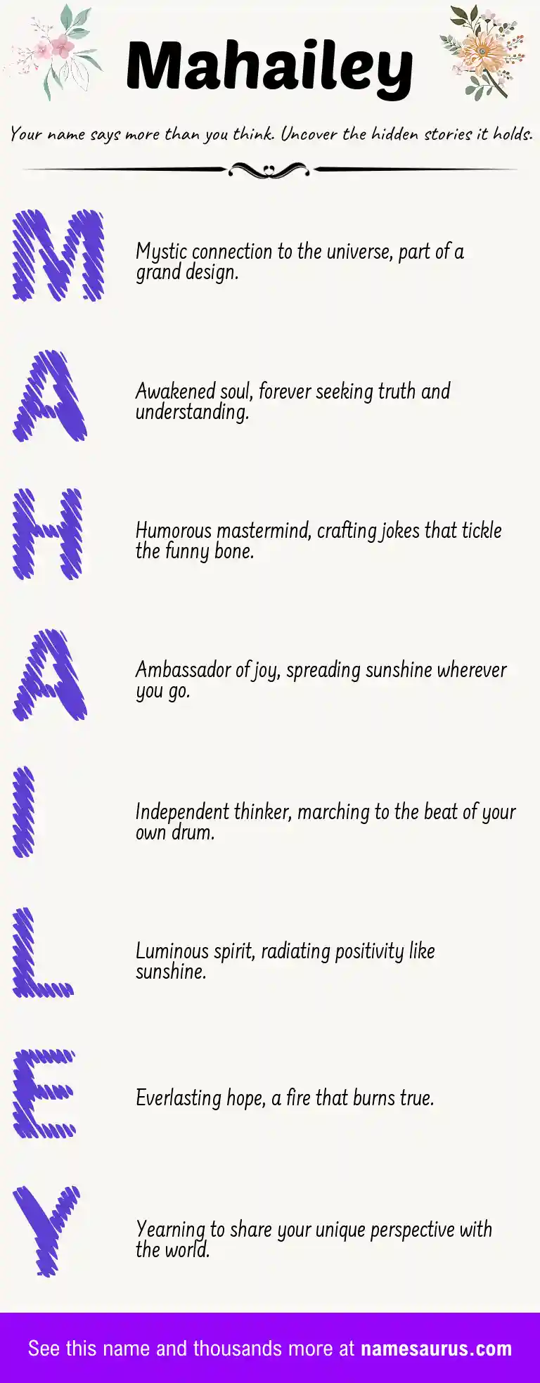 Acrostic poem about Mahailey.