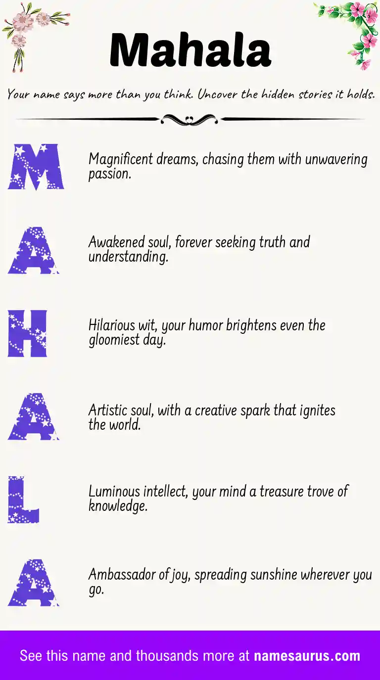 Acrostic poem about Mahala.