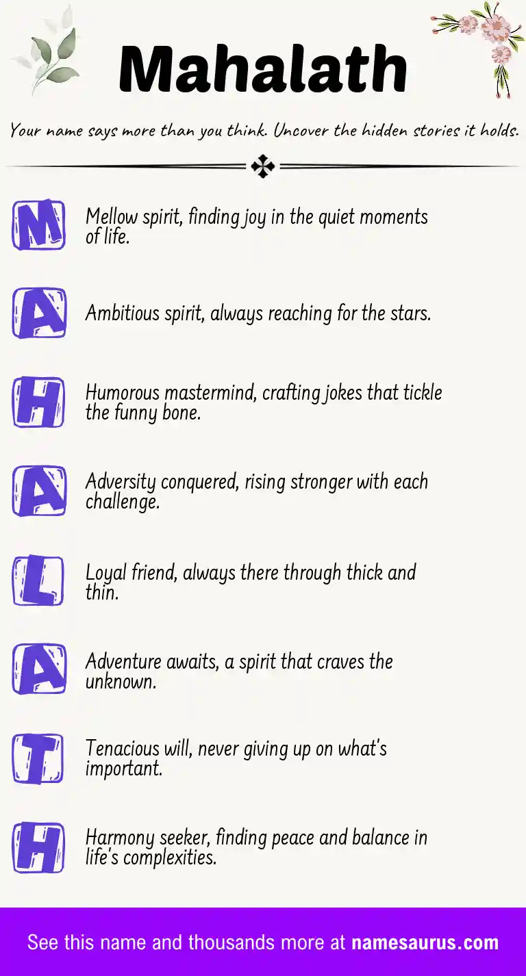 Acrostic poem about Mahalath.