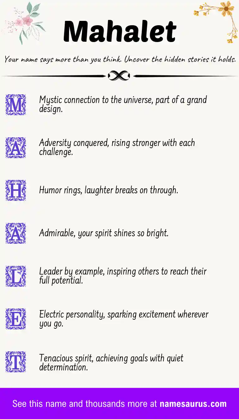 Acrostic poem about Mahalet.