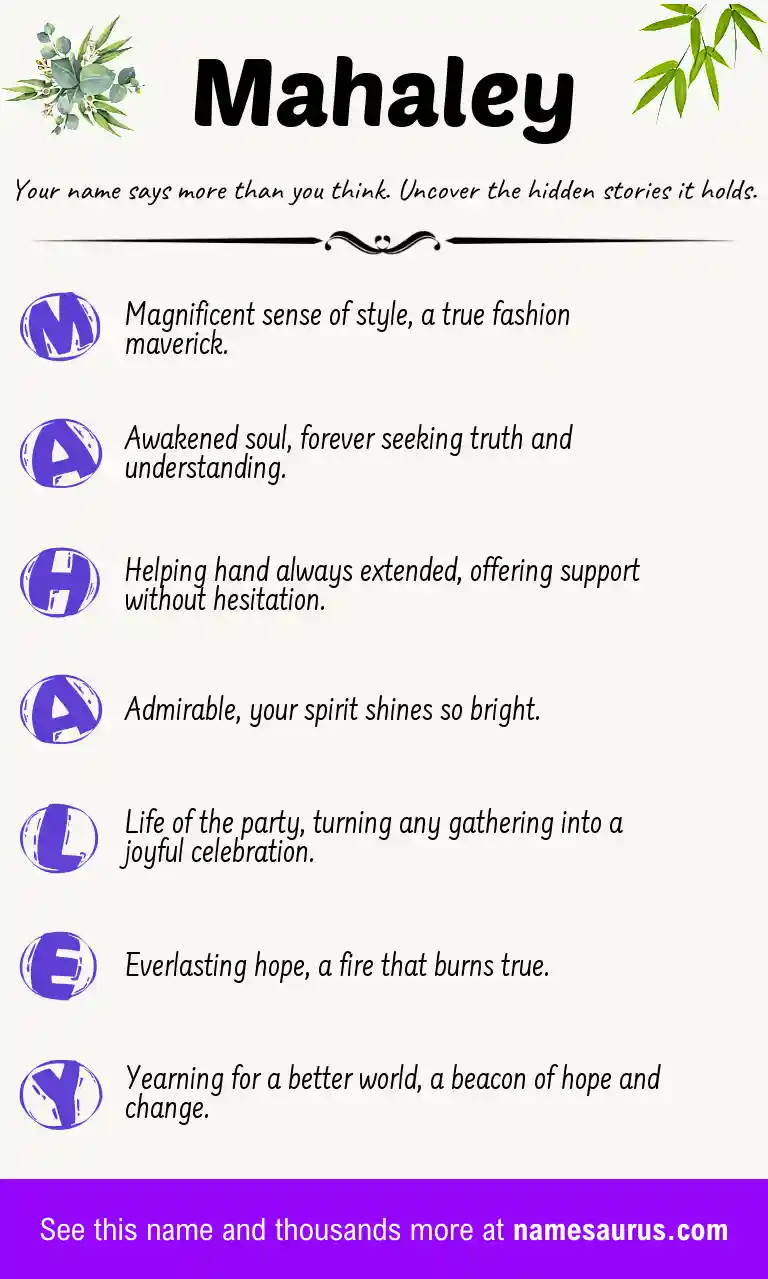 Acrostic poem about Mahaley.