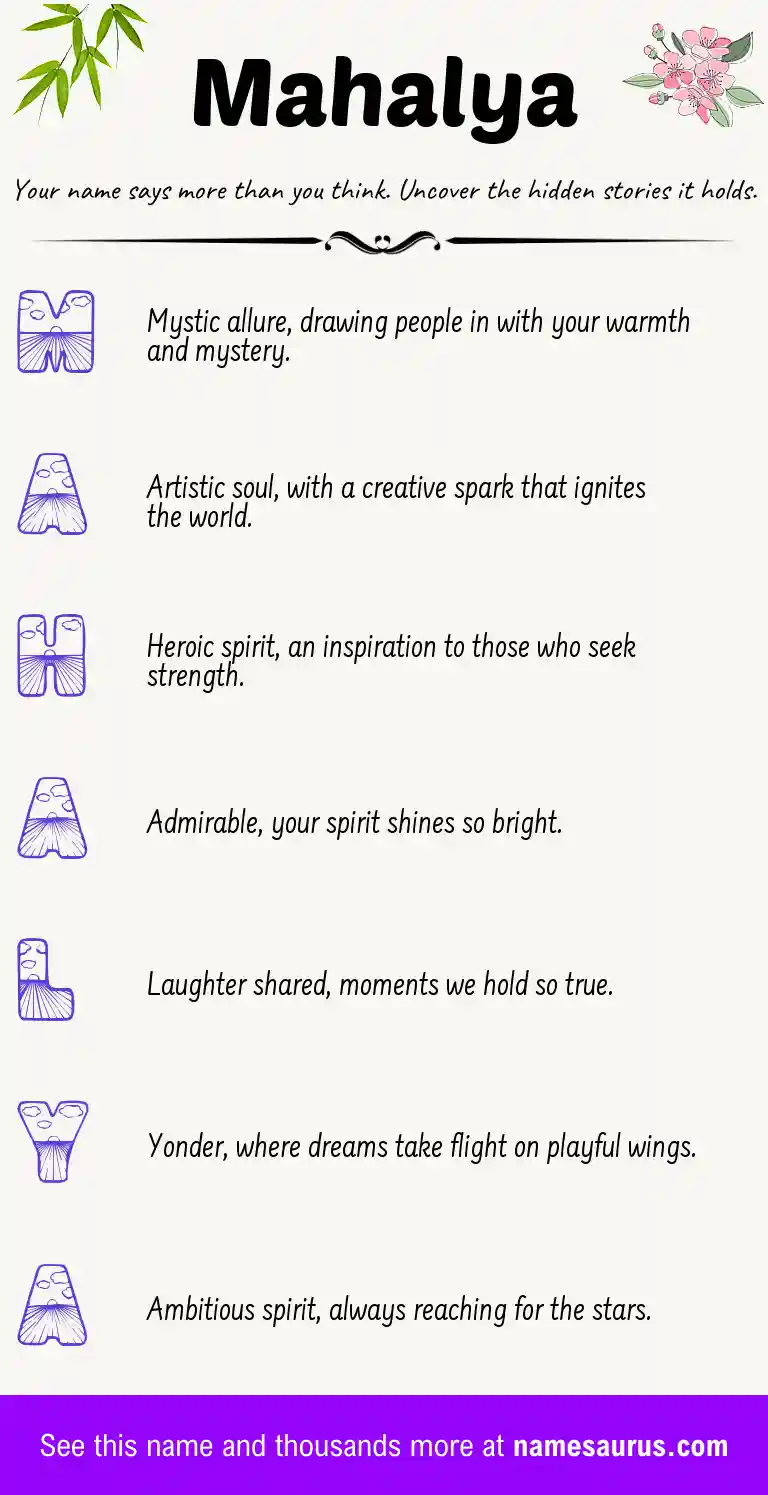 Acrostic poem about Mahalya.