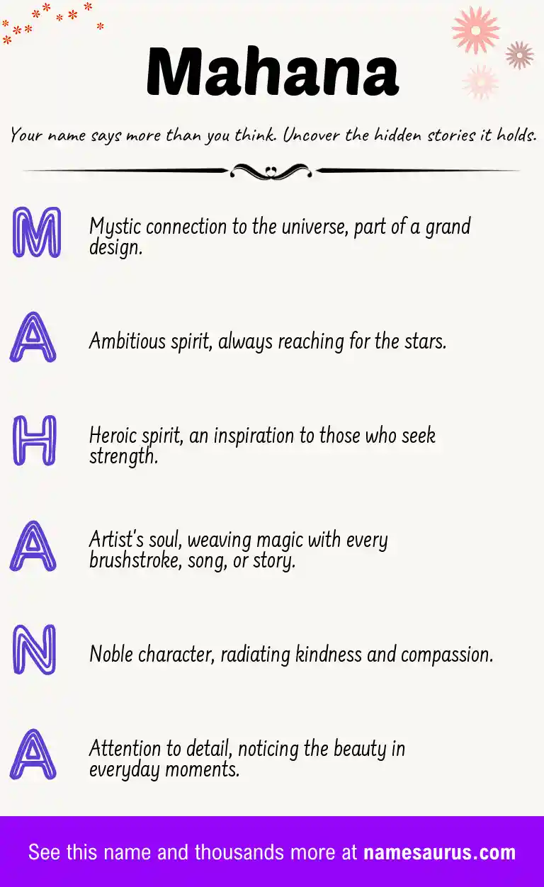 Acrostic poem about Mahana.