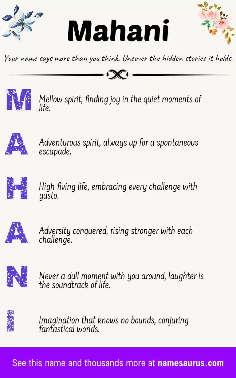 Acrostic poem about Mahani.